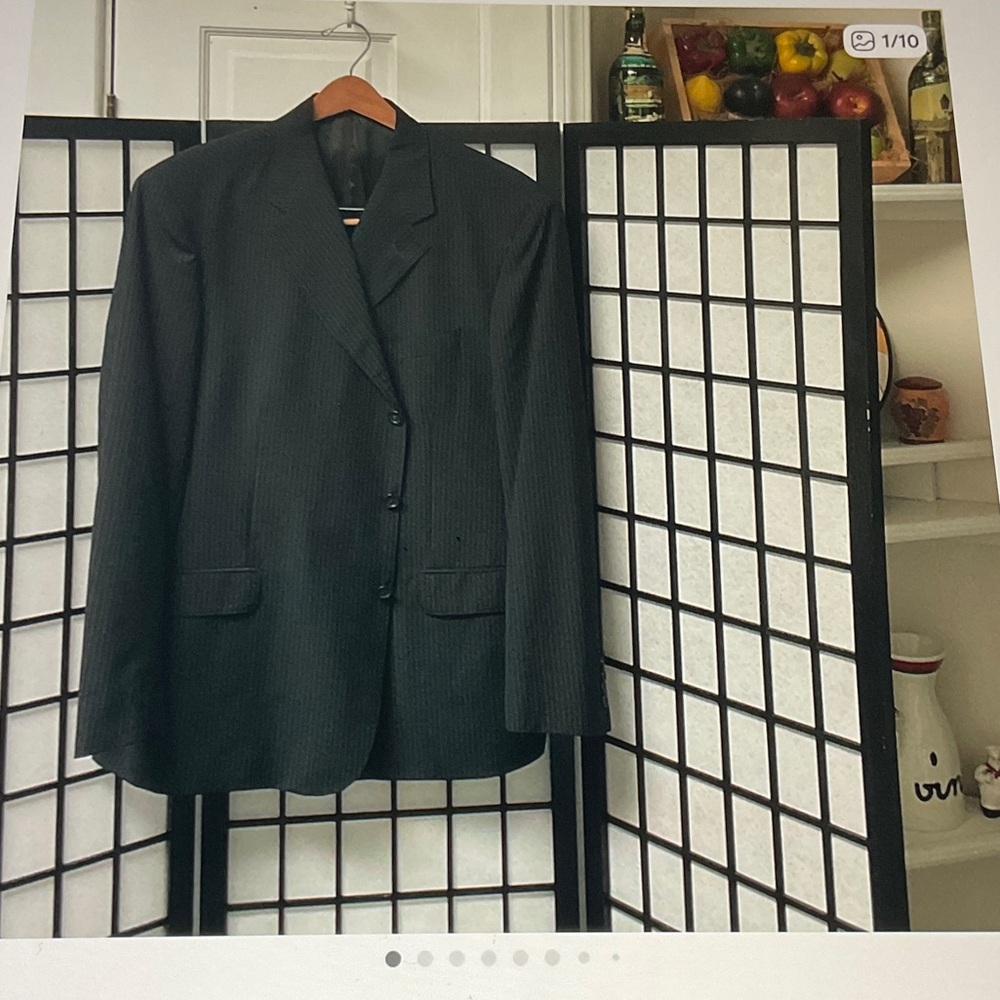 Men's Black Pinstripe Blazer suit made in Italy